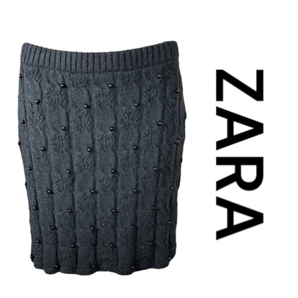 ZARA Faux Pearl Knit Mini Skirt, Very Soft, Size L. - Picture 1 of 8